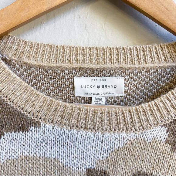 NWT Lucky Brand Neutral‎ Tan Camo Wool Pullover Sweater - Picture 5 of 6